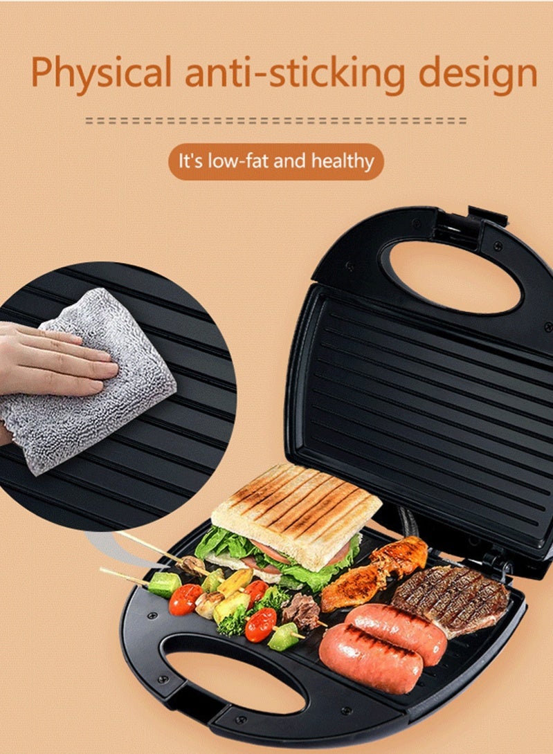 Genrice صانع شطائر بشريحتين    الة توست – شواية غير لاصقة من الفولاذ المقاوم للصدأ مع نظام قفل المقبض، ضوء مؤشر، حماية من الحرارة الزائدة، 750 واط، موديل SGT-853، باللونين الأسود والفضي   كهربائية  حمسة  شواية كهربائية - Image 5